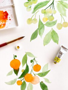 watercolor painting fruit