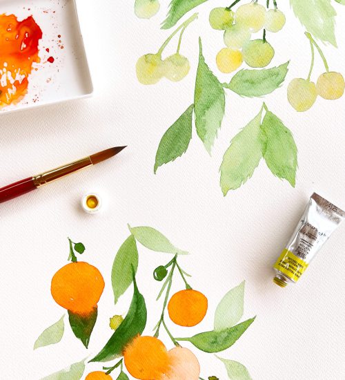 watercolor painting fruit